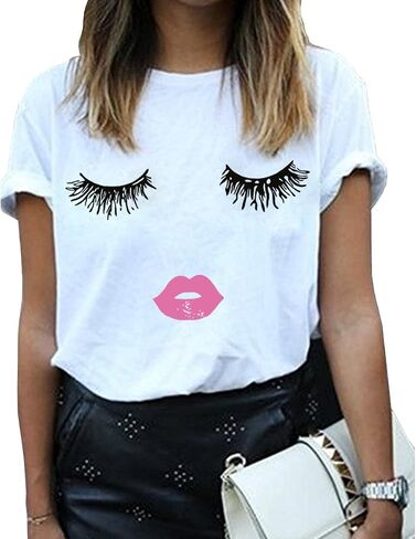 BLACKMYTH Women Summer Funny Print Short Sleeve Top Tee Graphic Cute T-Shirt in Kuwait