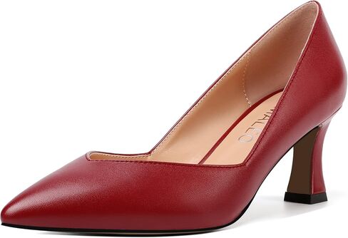 NUMALEO Womens Pointed Toe Sexy Slip On Solid Party Spool Mid Heel Pumps Shoes 2.5 Inch in Kuwait