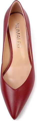 NUMALEO Womens Pointed Toe Sexy Slip On Solid Party Spool Mid Heel Pumps Shoes 2.5 Inch in Kuwait