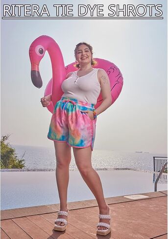 RITERA Women Plus Size Shorts Pants Summer Beach Drawstring Elastic Waist Casual Short with Pockets Xl-5Xl in Kuwait