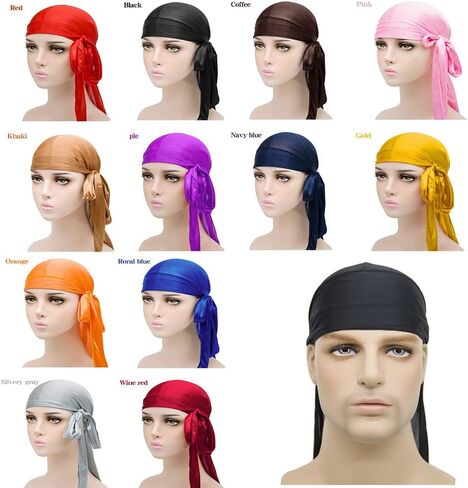 TEAMAET 6 Pieces Silky Durags for Women,Men Satin Durag 6 Colors Doorag Headscarf,beanies, woman durags in Saudi Arabia