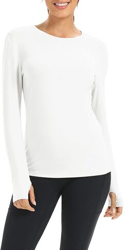 قمصان Mippo للتمرين بأكمام طويلة للنساء، قمصان فضفاضة مفتوحة الظهر مع فتحة للإبهام in Kuwait