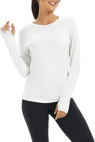 قمصان Mippo للتمرين بأكمام طويلة للنساء، قمصان فضفاضة مفتوحة الظهر مع فتحة للإبهام in Kuwait