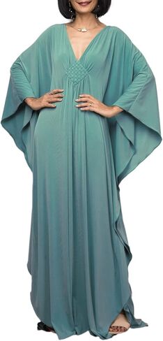Youuxooa نساء بلون سادة قفطان يغطي مقاس كبير فساتين قفطان فستان نوم طويل للشاطئ فستان كاجوال in Kuwait