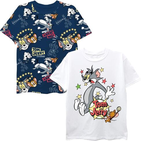 قمصان Tom & Jerry Battle للأولاد - قطعتان من تي شيرتات Tom and Jerry الكرتونية - جميعها ورسومات in Kuwait