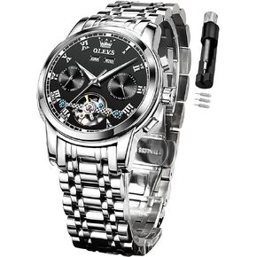 OLEVS Automatic Watch for Men Self Winding Mechanical Luxury Business Stainless Steel Multi Calendar Waterproof Luminous Wrist Watches