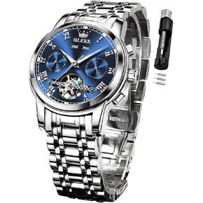 OLEVS Automatic Watch for Men Self Winding Mechanical Luxury Business Stainless Steel Multi Calendar Waterproof Luminous Wrist Watches in Kuwait