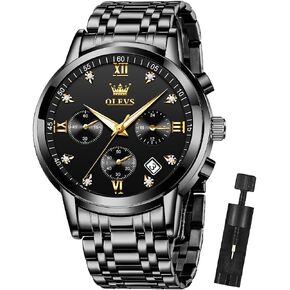 OLEVS Mens Watches Chronograph Business Dress Quartz Stainless Steel Waterproof Luminous Date Wrist Watch