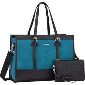 LOVEVOOK Laptop Bag for Women 15.6 inch Canvas Laptop Tote Bag, Large Capacity Work Bag with Clutch Purse, Computer Bag Office Business Briefcase, Casual Handbag for Travel College Teacher School