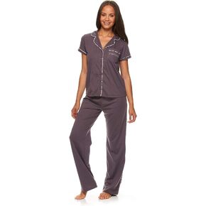 bebe Womens Button down Shirt and Pajama Pants Lounge Sleep Set