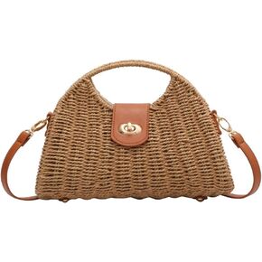 Women Straw Crossbody Bag Handwoven Rattan Tote Bags Straw Top Handle Shoulder Handbag Summer Beach Bag Clutch Purse in Saudi Arabia