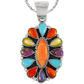 Turquoise Necklace 925 Sterling Silver & Genuine Turquoise Pendant 20" in Saudi Arabia