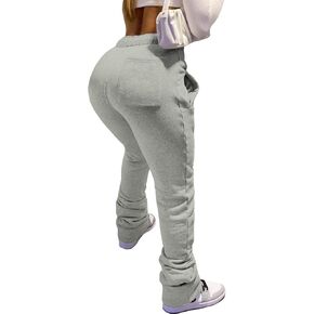 ECHOINE Women Bell Bottom Flare Pants Stacked Leggings Workout Joggers Sweatpants Solid Color Drawstring Pants S XL