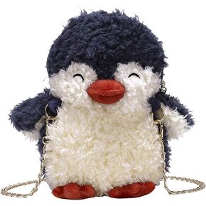 QZUnique Plush Penguin Purse for Women Fluffy Novelty Handbag Kawaii Crossbody Shoulder Bag Chain Wallet Sheep Chick Bear in Kuwait