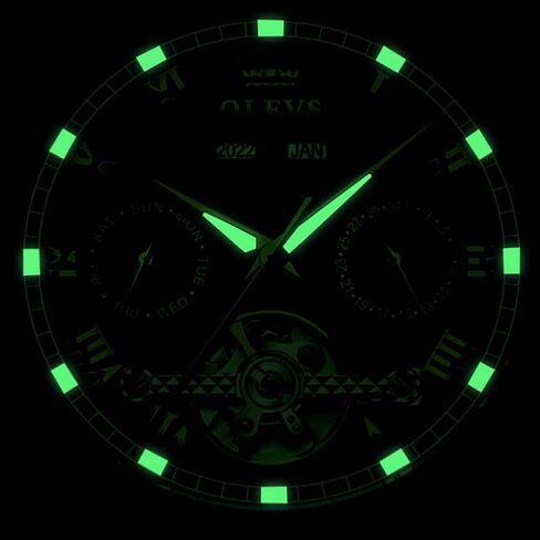 OLEVS Automatic Mechanical Men Watch,Day-Date-Month-and-Year Automatic Watch Men,Fashion Stainless Steel Watch Green&Blue&Black Face in Kuwait
