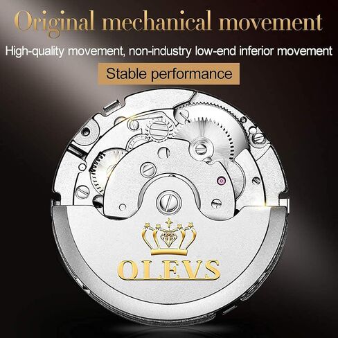 OLEVS Automatic Watch for Men Self Winding Mechanical Luxury Business Stainless Steel Multi Calendar Waterproof Luminous Wrist Watches in Kuwait