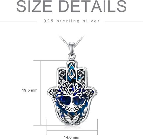 PROESS Hamsa Tree of Life/Viking/Lion/Butterfly/Evil Eye/Yin Yang/Eye of Horus Necklace 925 Sterling Silver Hand of Fatima Pendant Necklace Hamsa Jewelry Gifts for Women Men for Birthday Christmas in Kuwait