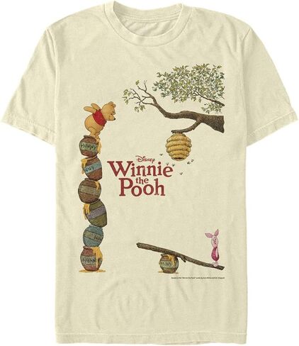 Disney Men's Winnie The Pooh Honey Love T-Shirt, Cream, Large in Saudi Arabia