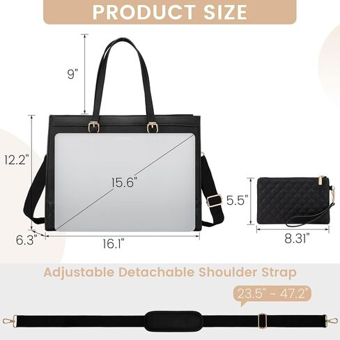 LOVEVOOK Laptop Bag for Women 15.6 inch Canvas Laptop Tote Bag, Large Capacity Work Bag with Clutch Purse, Computer Bag Office Business Briefcase, Casual Handbag for Travel College Teacher School in Kuwait