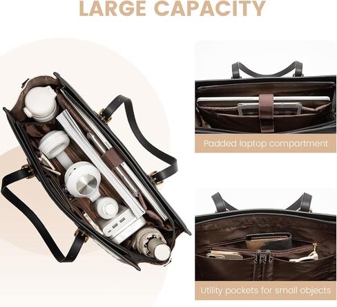 LOVEVOOK Laptop Bag for Women 15.6 inch Canvas Laptop Tote Bag, Large Capacity Work Bag with Clutch Purse, Computer Bag Office Business Briefcase, Casual Handbag for Travel College Teacher School in Kuwait