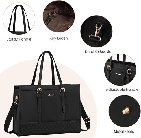 LOVEVOOK Laptop Bag for Women 15.6 inch Canvas Laptop Tote Bag, Large Capacity Work Bag with Clutch Purse, Computer Bag Office Business Briefcase, Casual Handbag for Travel College Teacher School in Kuwait