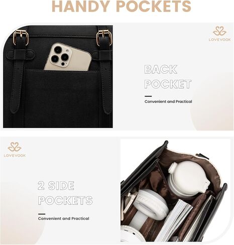 LOVEVOOK Laptop Bag for Women 15.6 inch Canvas Laptop Tote Bag, Large Capacity Work Bag with Clutch Purse, Computer Bag Office Business Briefcase, Casual Handbag for Travel College Teacher School in Kuwait