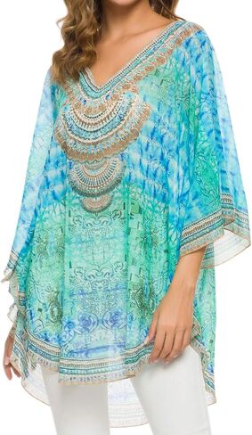 ملابس سباحة للسيدات من WEIYAN ذات طباعة كلاسيكية، أغطية للاستحمام، بلوزات تونيك in Kuwait