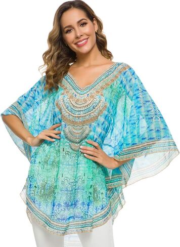 ملابس سباحة للسيدات من WEIYAN ذات طباعة كلاسيكية، أغطية للاستحمام، بلوزات تونيك in Kuwait