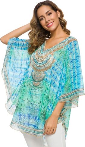 ملابس سباحة للسيدات من WEIYAN ذات طباعة كلاسيكية، أغطية للاستحمام، بلوزات تونيك in Kuwait