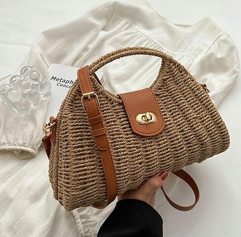 Women Straw Crossbody Bag Handwoven Rattan Tote Bags Straw Top Handle Shoulder Handbag Summer Beach Bag Clutch Purse in Kuwait