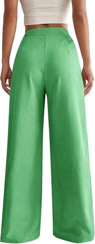 Vrtige Women's Criss Cross High Waist Pleated Wide Leg Long Pants Office Work Trousers in Saudi Arabia
