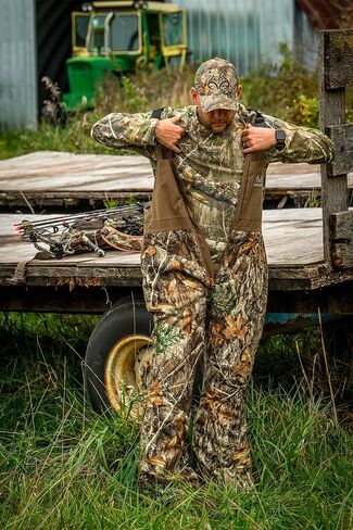 Realtree Men's Edge/Timber Camo Hunting Insulated Waterproof Windproof Breathable Midweight Super Warm Bibs Coveralls in Saudi Arabia