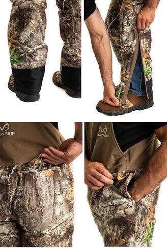 Realtree Men's Edge/Timber Camo Hunting Insulated Waterproof Windproof Breathable Midweight Super Warm Bibs Coveralls in Saudi Arabia