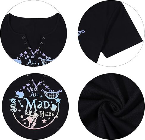 ASTANFY We're All Mad Here Shirt Women Magical Graphic Tees Cute Vacation Tops Casual Short Sleeve Shirts in Saudi Arabia