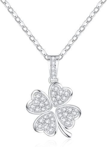 VAXOJEL أربع أوراق البرسيم المويسانتي قلادة قلادة للنساء D اللون VVS1 مختبر خلق مقلد الماس 925 الفضة الاسترليني سلسلة الحب القلب يتوهم قلادة قلادة in Kuwait