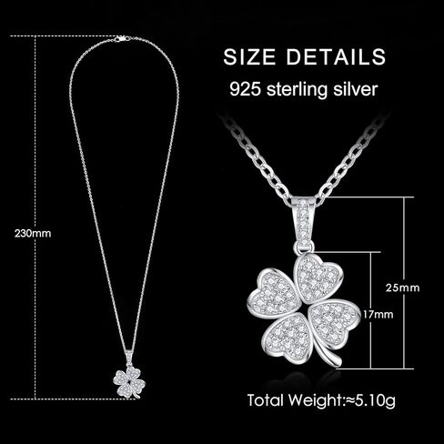 VAXOJEL أربع أوراق البرسيم المويسانتي قلادة قلادة للنساء D اللون VVS1 مختبر خلق مقلد الماس 925 الفضة الاسترليني سلسلة الحب القلب يتوهم قلادة قلادة in Kuwait