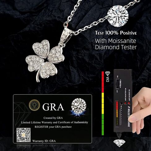 VAXOJEL أربع أوراق البرسيم المويسانتي قلادة قلادة للنساء D اللون VVS1 مختبر خلق مقلد الماس 925 الفضة الاسترليني سلسلة الحب القلب يتوهم قلادة قلادة in Kuwait