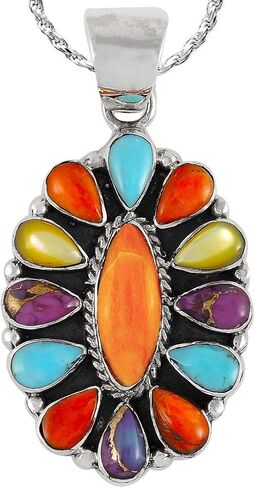 Turquoise Necklace 925 Sterling Silver & Genuine Turquoise Pendant 20" in Saudi Arabia