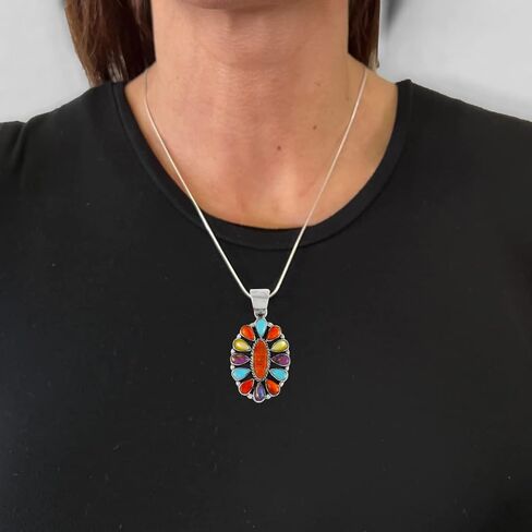 Turquoise Necklace 925 Sterling Silver & Genuine Turquoise Pendant 20" in Saudi Arabia