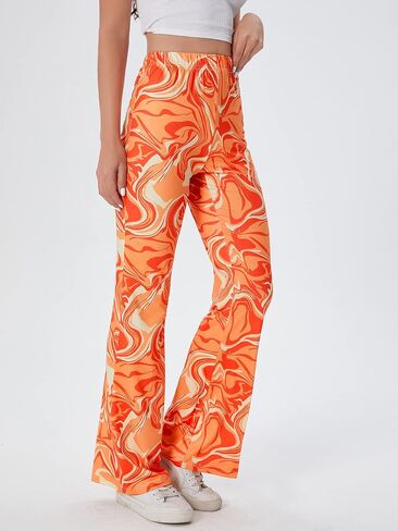 WDIRARA Women's Zebra Print High Elastic Waist Flared Leg Pants Casual Trousers in Saudi Arabia