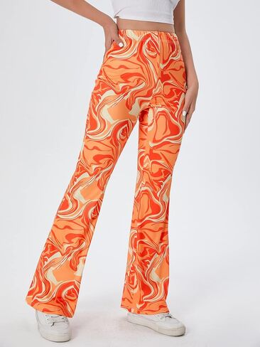 WDIRARA Women's Zebra Print High Elastic Waist Flared Leg Pants Casual Trousers in Saudi Arabia