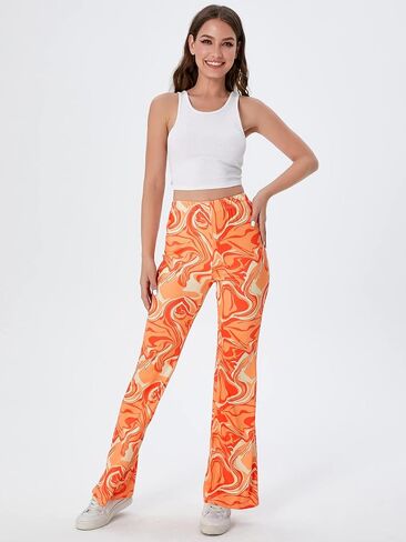 WDIRARA Women's Zebra Print High Elastic Waist Flared Leg Pants Casual Trousers in Saudi Arabia