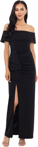 Xscape Women's Long Off The Shoulder Scuba Crepe Slit Dress (Reg and Petite) in Kuwait