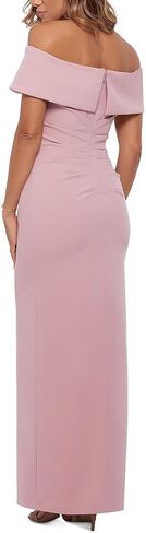 Xscape Women's Long Off The Shoulder Scuba Crepe Slit Dress (Reg and Petite) in Kuwait