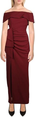 Xscape Women's Long Off The Shoulder Scuba Crepe Slit Dress (Reg and Petite) in Kuwait