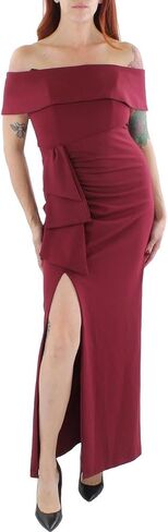 Xscape Women's Long Off The Shoulder Scuba Crepe Slit Dress (Reg and Petite) in Kuwait