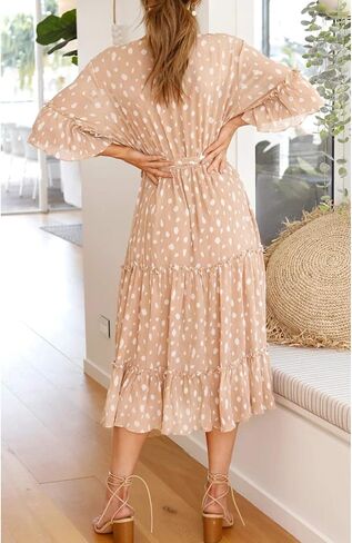 Miessial Women's Summer Casual Floral Wrap Maxi Dress Bohemian Split V-Neck Long Dress in Saudi Arabia
