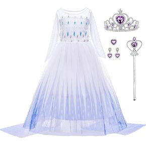 iTVTi Elsa Costume for Girls Princess Elsa Dress Toddler Kids Halloween Cosplay Birthday Party Outfit White