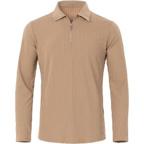 Men's Stretch Polo Shirts Long Sleeve Workout Golf Tee Casual Quick Dry Slim Fit T Shirt