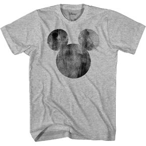 Disney Mickey Mouse Distressed Head Vintage Silhouette Men's Adult Graphic Tee T-Shirt